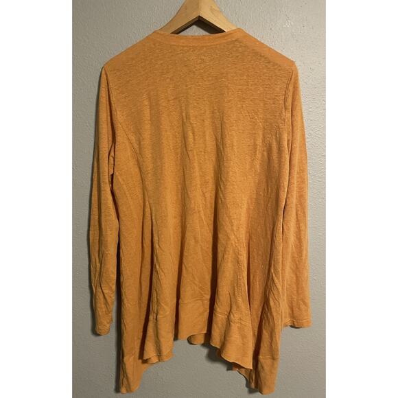 Eileen Fisher Womens Cardigan Size Medium Orange Linen Relaxed Minimalist Casual - Picture 2 of 7